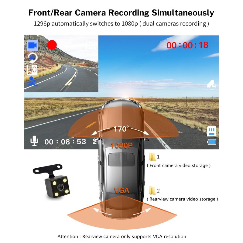 Car DVR Dash Camera Manufacturer - Wholesale Cheap GT700 Rear View Dual Lens 1080P 3.6 Inch 4inch Full HD Cycle Recording