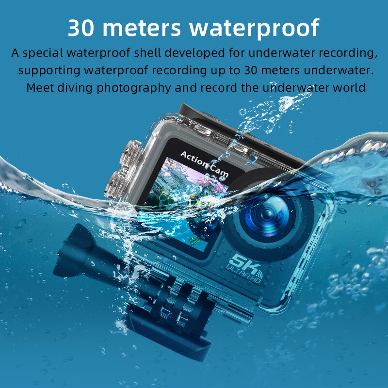 Action Camera Manufacturer - 5K Ultra HD 30FPS 170D Underwater Waterproof Helmet Video Outdoor Remote WiFi 2.0 Screen Mini