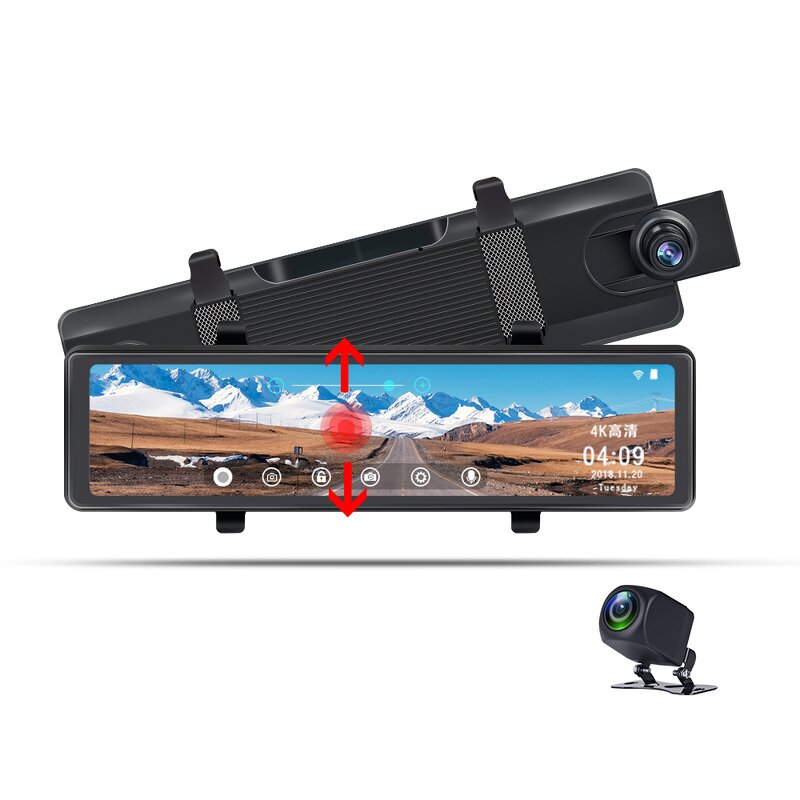 Car DVR Mirror Camera Manufacturer - 4K Rear View GPS WiFi Rear Camera Dash Cam Video Registrar Parking Monitor Radar Speed Warning