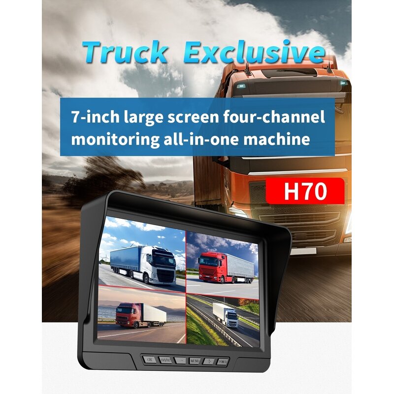 Car DVR Monitor Manufacturer - 7 Inch 4CH AHD Recorder Vehicle Night Vision Rear View Camera Support SD Card Recording