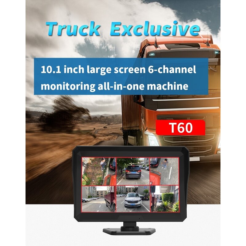 Car Rear View DVR Kit Manufacturer - 10 Inch AHD IPS 6CH Six Split Monitor + 6x AHD 720P 4Pin IR Reverse Parking for RV Bus Truck