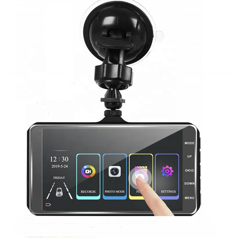 Dash Cam Manufacturer - Hot Sale Dual Lens Car Dvr HD 1080P 4 Inch Touch Screen IPS With Backup Rear Camera Night Vision