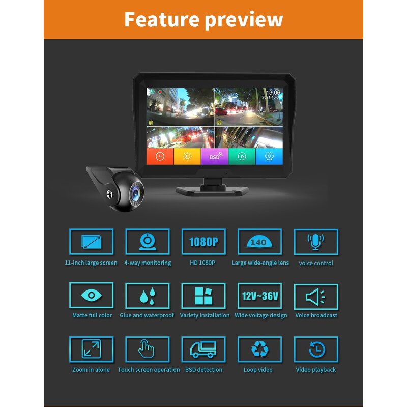 Car DVR Monitor Manufacturer - 10.1 Inch Touch 4CH AHD Recorder Vehicle Night Vision Mini Camera With Audio Card Recording