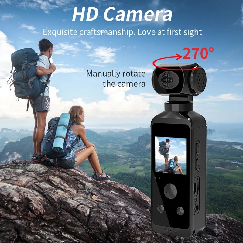 Action Camera Manufacturer - Wifi Mini 4K HD 1080P Waterproof Pocket Camcorder 1.3 Inch LCD 270 Degrees Rotatable Motion