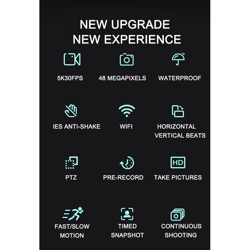 Action Camera Manufacturer - 5K 30FPS Touch Waterproof Dual Colorful Screen 4K with WIFI EIS Remote Control Zoom