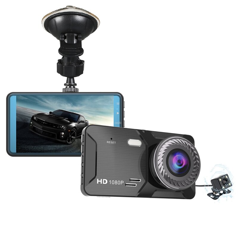 Car Camera DVR Manufacturer - 4.0 Inch IPS Touch Dual Lens Auto Camcorder 24H Parking Video Dash Cam Full HD 1080p Black Box