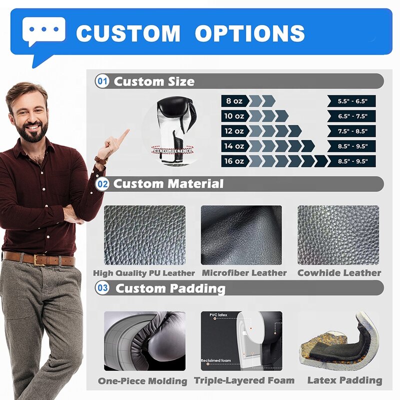 Boxing Gloves Manufacturer - Muay Thai Custom Logo Training 12oz 14oz 16oz