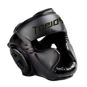 Boxing Head Guard Manufacturer - Black Adult Muay Thai Fighting Helmet