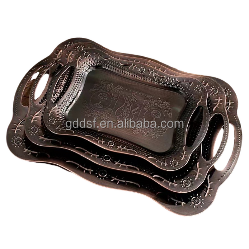 Serving Tray Factory - African Indian Grape Coppery Gold Plate for Restaurant Food Plates