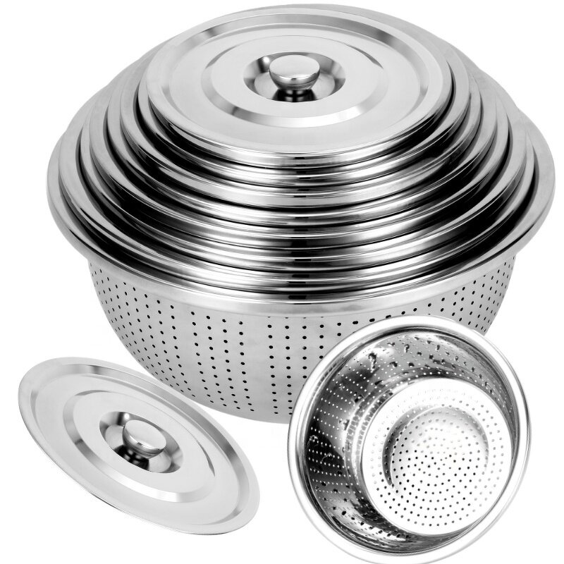 Colander and Salad Bowl Manufacturer - Thickened Stainless Steel for Washing Fruits Rice