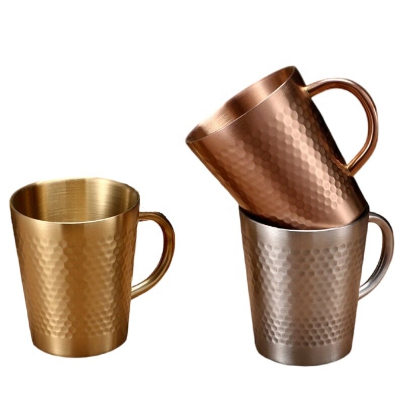 Water Cup Factory - 304 Stainless Steel Double-layer with Handle Korean Coffee Beer Mug