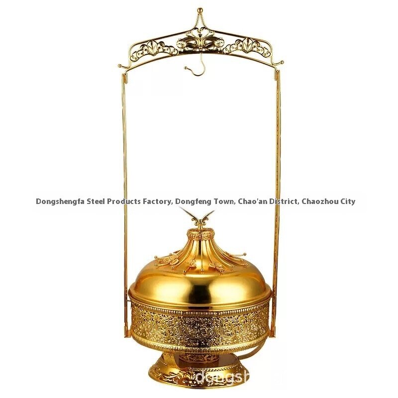 Alcohol Stove Factory - Stainless Steel Gold Hanging Cover for High-End Hotel Buffet