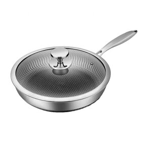 Fry Pan Manufacturer - Customized 28cm Nonstick Stainless Steel with Glass Lid Kitchen Skillet