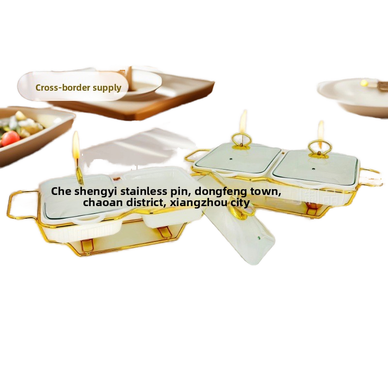 Soup Pot Set Manufacturer - Three-Compartment Double-Eared White Porcelain Casserole