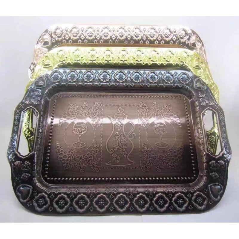 Serving Tray Manufacturer - Stainless Steel Gold Elegant Plate for Christmas Wedding Party