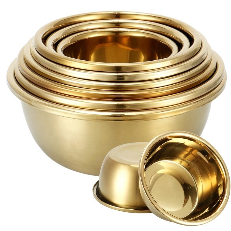 Condiment Bowl Manufacturer - Stainless Steel Gold Thickened for Food Storage Knead Dough