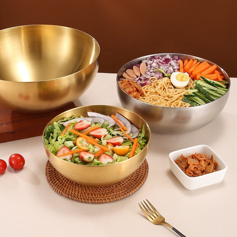 Mixing Salad Bowl Manufacturer - Stainless Steel Large Capacity Gold Silver Korean Style