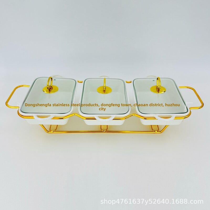 Soup Pot Set Manufacturer - Three-Compartment Double-Eared White Porcelain Casserole