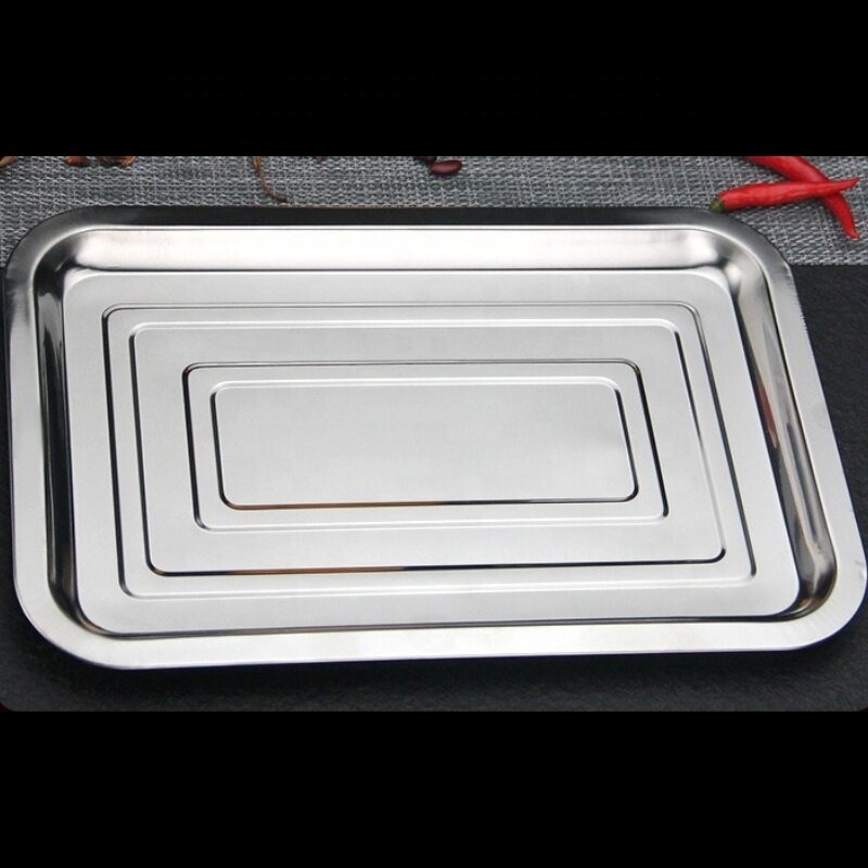 Square Barbecue Plate Manufacturer - Thickened Stainless Steel Steamed Rice Plate Stackable