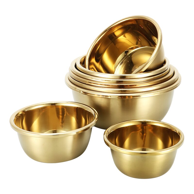 Seasoning Basin Set Manufacturer - Stainless Steel Gold Thickened for Food Storage Mixing