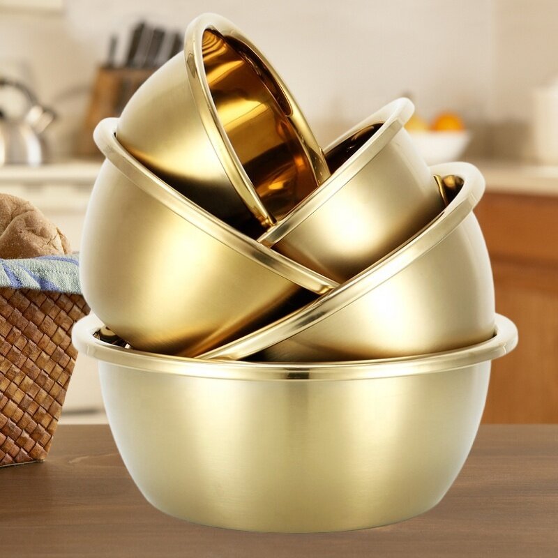 Condiment Bowl Manufacturer - Stainless Steel Gold Thickened for Food Storage Knead Dough