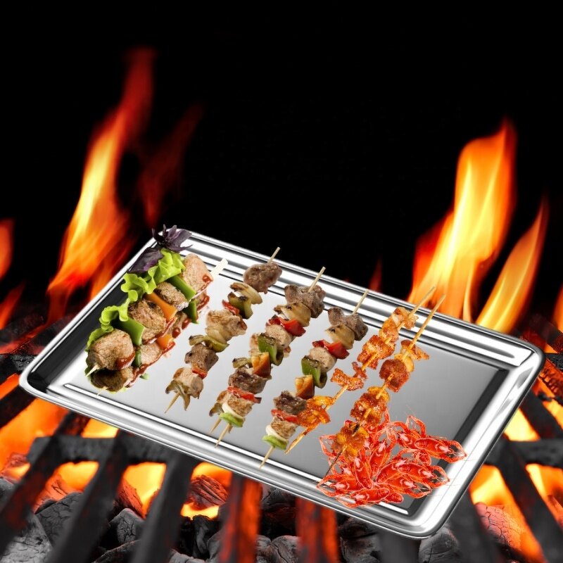 Stainless Steel Tray Manufacturer - Thickened for Barbecue Steamed Rice Grilled Fish Hotel