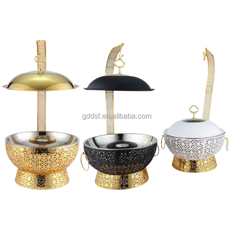 Chafing Dish Food Warmer Manufacturer - Luxury Hanging Gold Stainless Steel 8L for Hotel Wedding