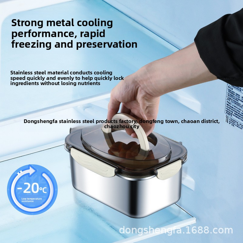 Storage Box Factory - Stainless Steel Leak-Proof Portable Square for Fresh-Keeping Food