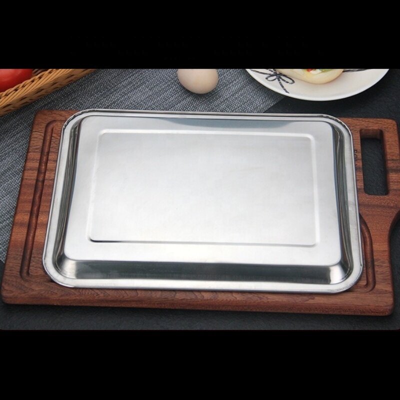 Square Barbecue Plate Manufacturer - Thickened Stainless Steel Steamed Rice Plate Stackable