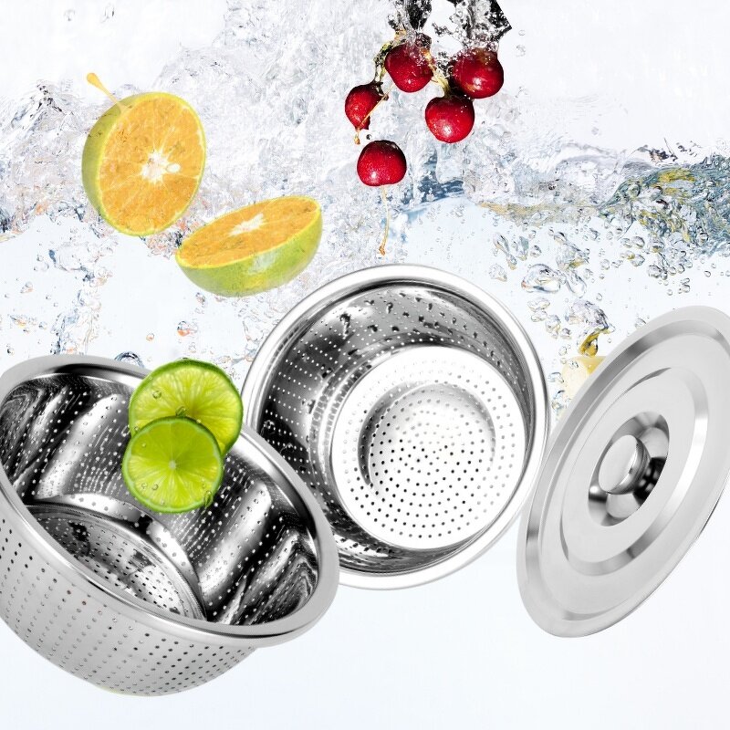 Colander and Salad Bowl Manufacturer - Thickened Stainless Steel for Washing Fruits Rice
