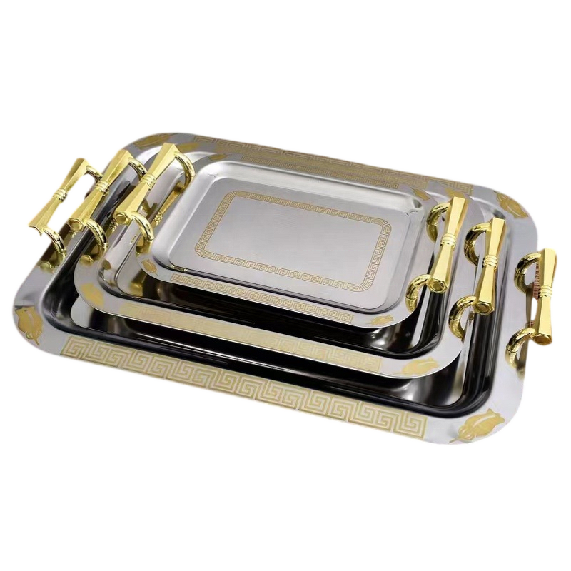 Serving Tray Set Manufacturer - Shiny Polished Rectangular Stainless Steel for Home Hotel KTV