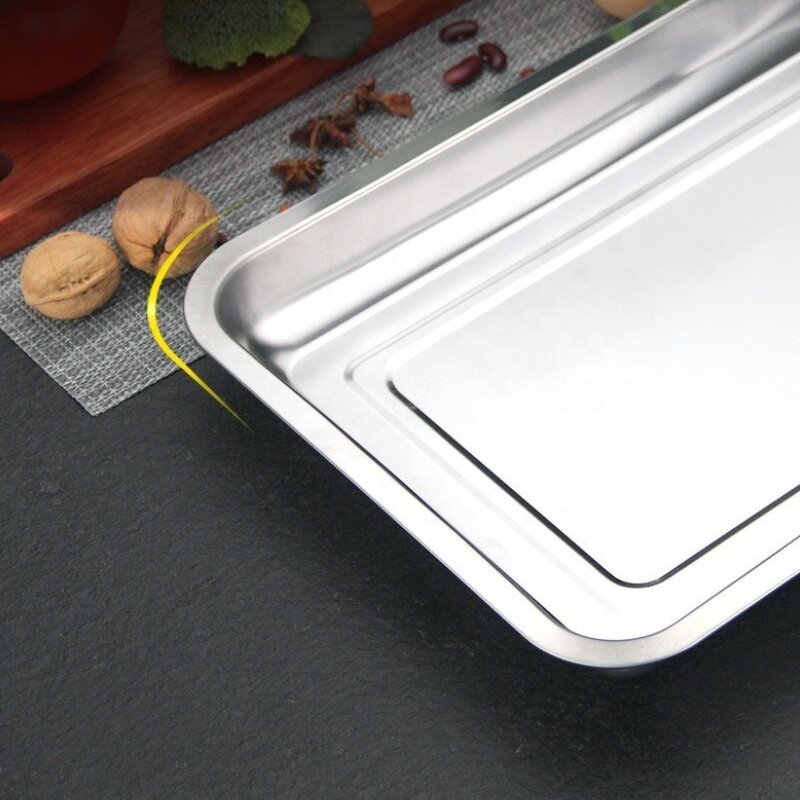 Square Barbecue Plate Manufacturer - Thickened Stainless Steel Steamed Rice Plate Stackable
