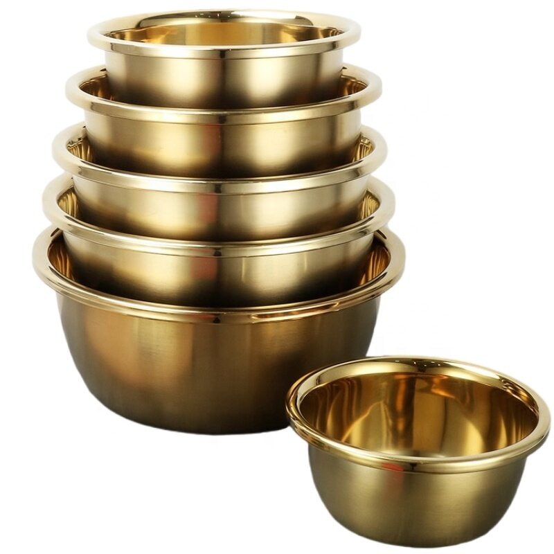 Condiment Bowl Manufacturer - Stainless Steel Gold Thickened for Food Storage Knead Dough