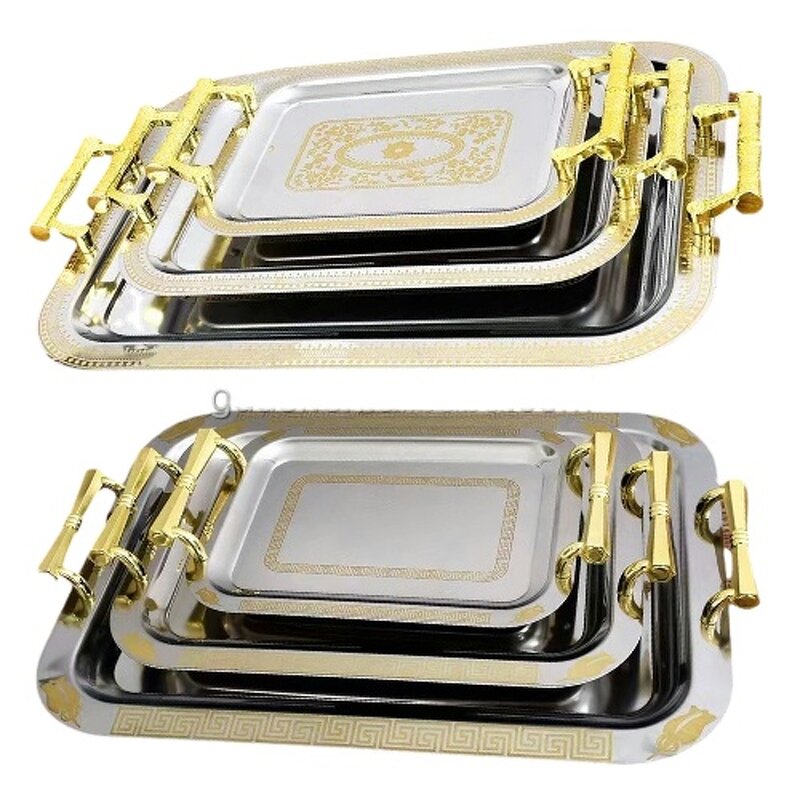 Serving Tray Set Manufacturer - Shiny Polished Rectangular Stainless Steel for Home Hotel KTV