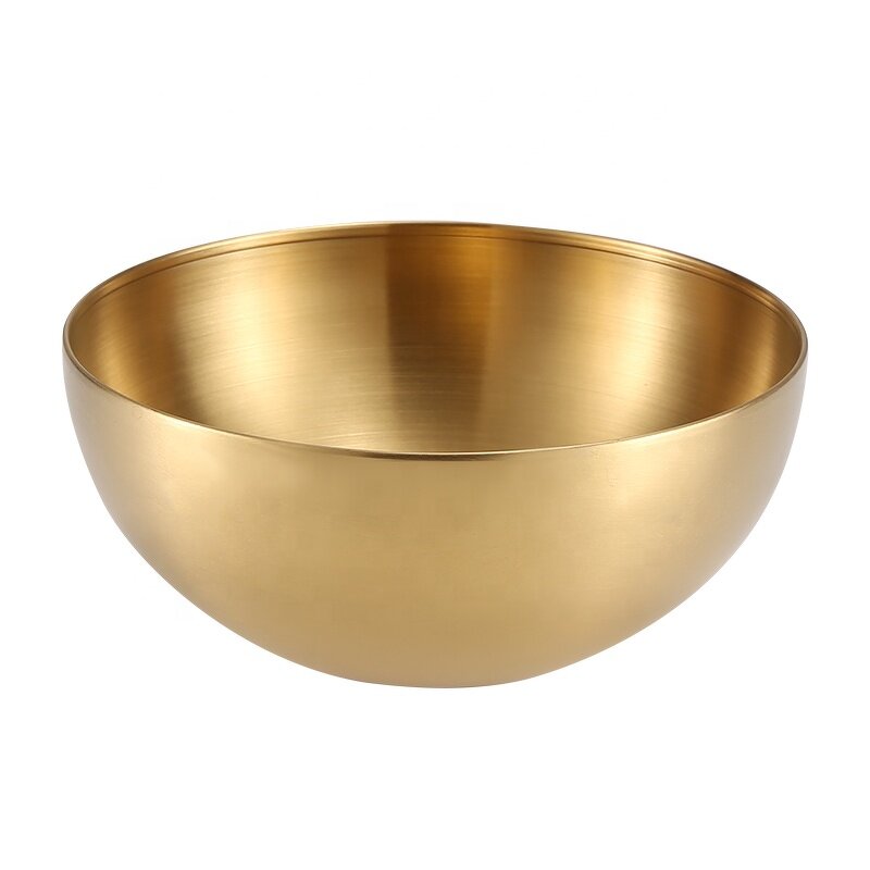 Salad Bowl Set Manufacturer - Korean Style Stainless Steel Gold Silver for Serving Fruit Soup