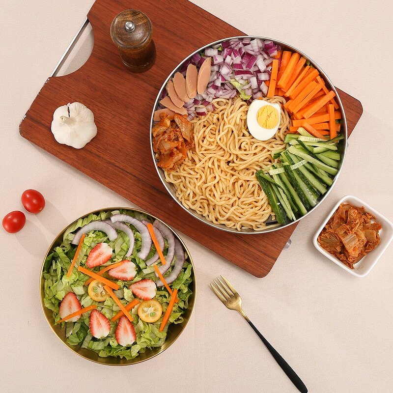 Mixing Salad Bowl Manufacturer - Stainless Steel Large Capacity Gold Silver Korean Style