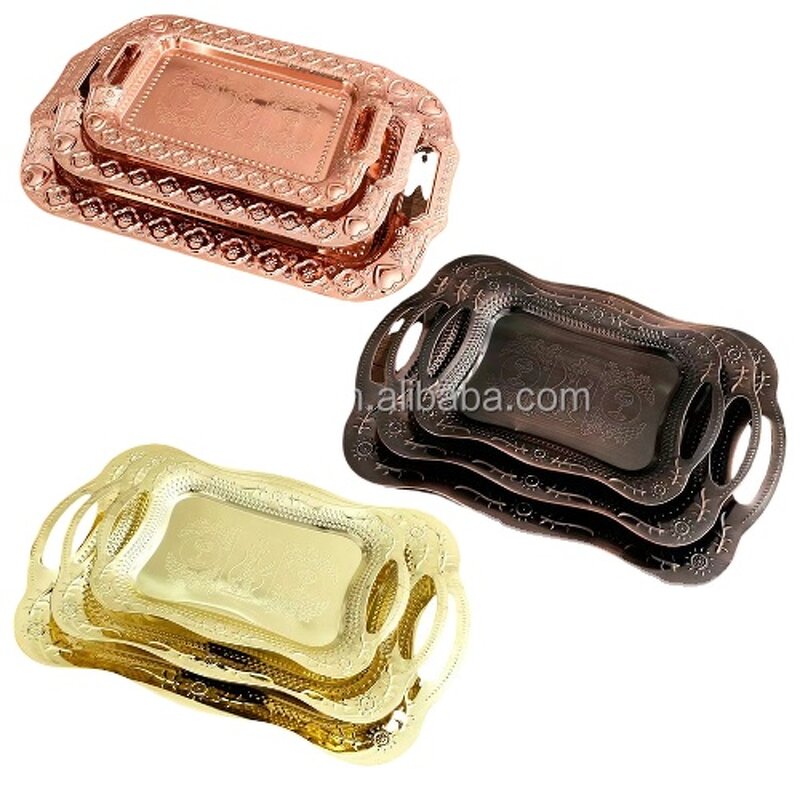 Serving Tray Manufacturer - Stainless Steel Gold Elegant Plate for Christmas Wedding Party