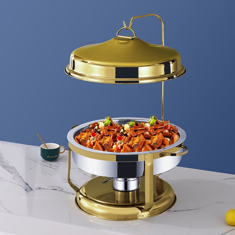 Food Warmer Chaffing Dish Manufacturer - Stainless Steel with Hanger Lid for Hotel Dining Table