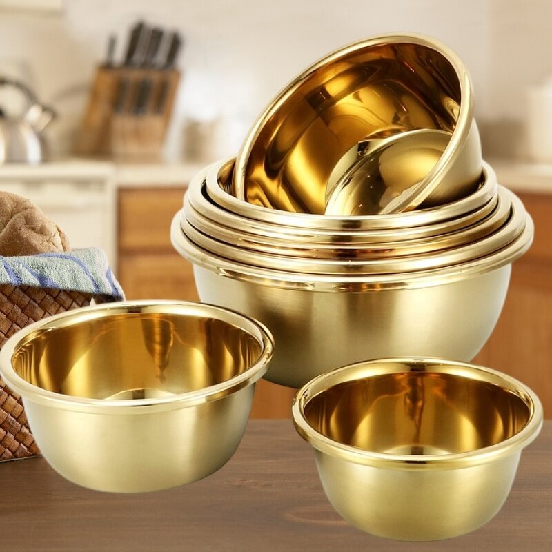Condiment Bowl Manufacturer - Stainless Steel Gold Thickened for Food Storage Knead Dough