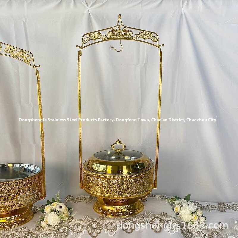 Alcohol Stove Factory - Stainless Steel Gold Hanging Cover for High-End Hotel Buffet