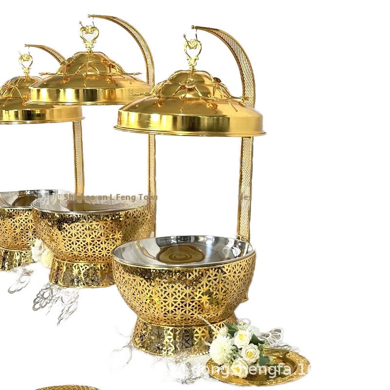 Pumpkin Lid Manufacturer - Stainless Steel Gold Random Pattern for Warming Holding