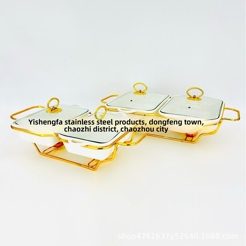 Soup Pot Set Manufacturer - Three-Compartment Double-Eared White Porcelain Casserole