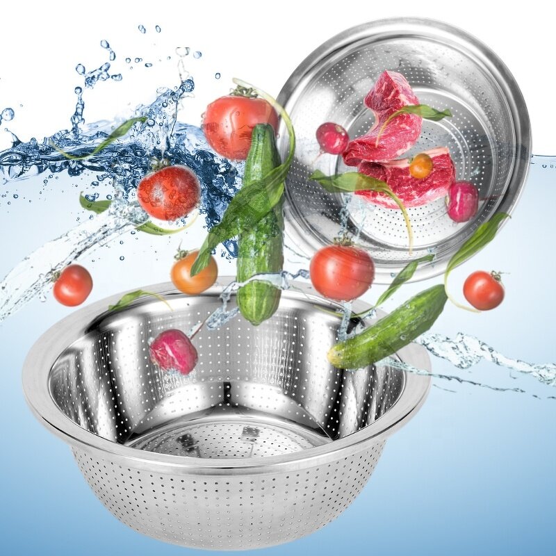 Kitchen Strainer Basket Factory - Hot Selling Stainless Steel Large Colander for Wash Rice