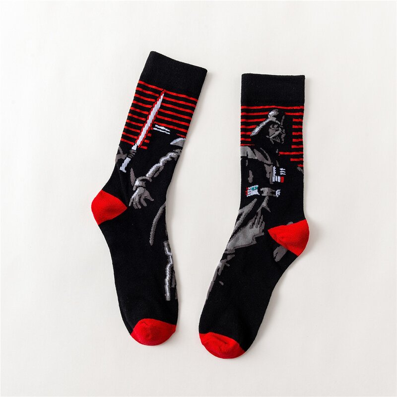 Socks Manufacturer - Men's Cotton Breathable Four Anime Cartoon Pop Thick Striped Digital