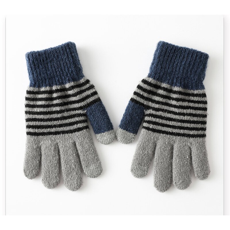 Winter Gloves Manufacturer - Unisex Jacquard Striped Thick Breathable Peacock Velvet Knitted