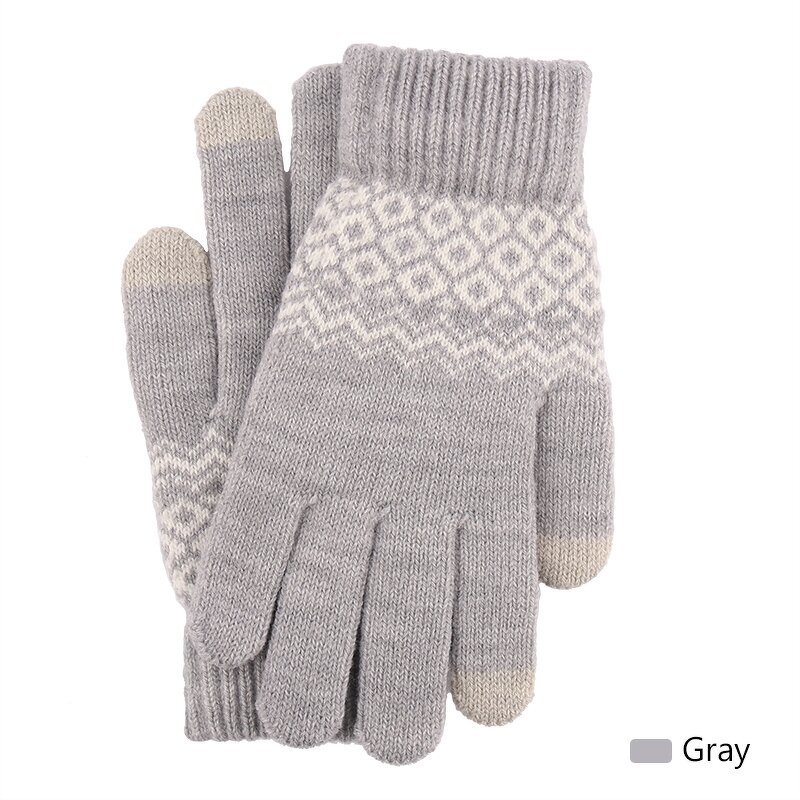 Winter Gloves Manufacturer - Warm Jacquard Knit Cashmere for Touch Screen Woolen Thick Fingers