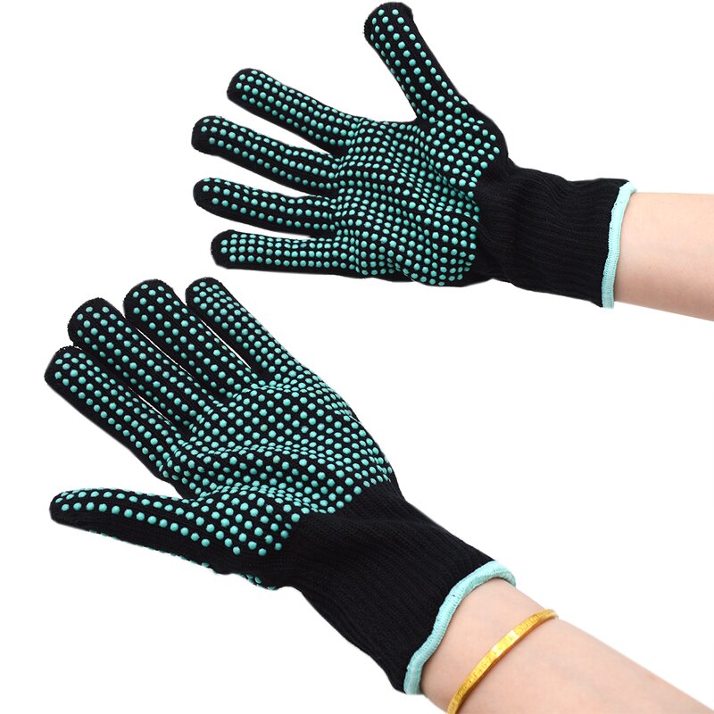 Heat Resistant Gloves Manufacturer - for Hair Styling 482F Double-sided Silica Gel PVC Coating