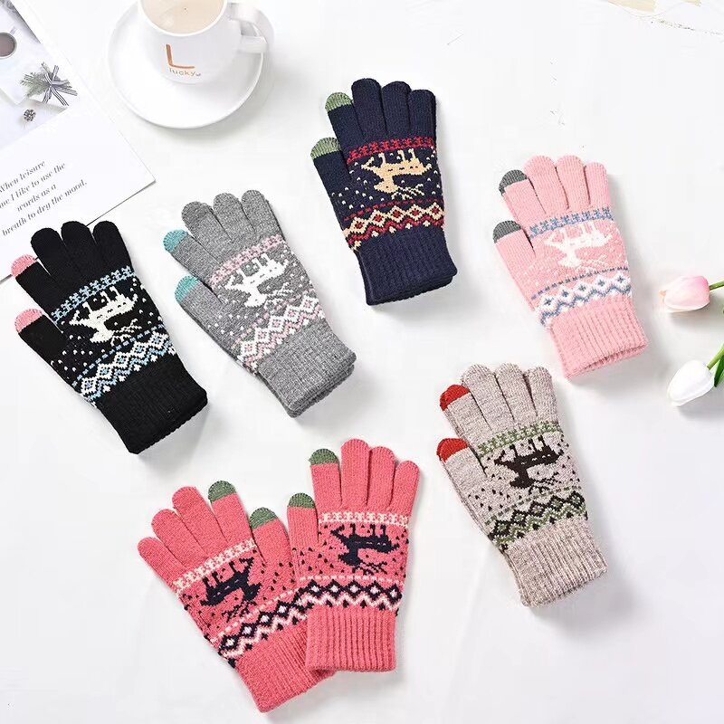 Winter Gloves Manufacturer - Custom Women's Acrylic Knit Christmas for Touch Screen Casual