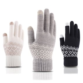 Winter Gloves Manufacturer - Jacquard Knit Cashmere for Touch Screen Woolen with Thick Fingers