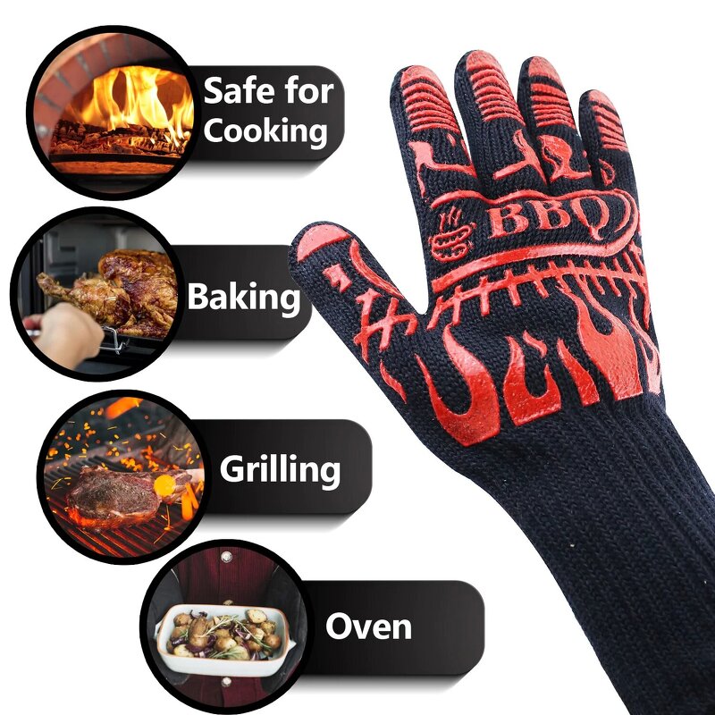Kitchen Gloves Manufacturer - Non-Slip Silicone Hot Safety for Barbecue Grilling Baking Welding